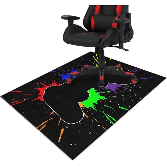 Gaming Chair Mat for Carpet Hardwood Tile Floor,36"x48" Gaming Rug for Gaming Room, Under Desk Non Slip Gamer Rug,Low-Pile Game Room Rug,Rubber Backing Large Gaming Chair Floor Mat,Colorful Gamepad
