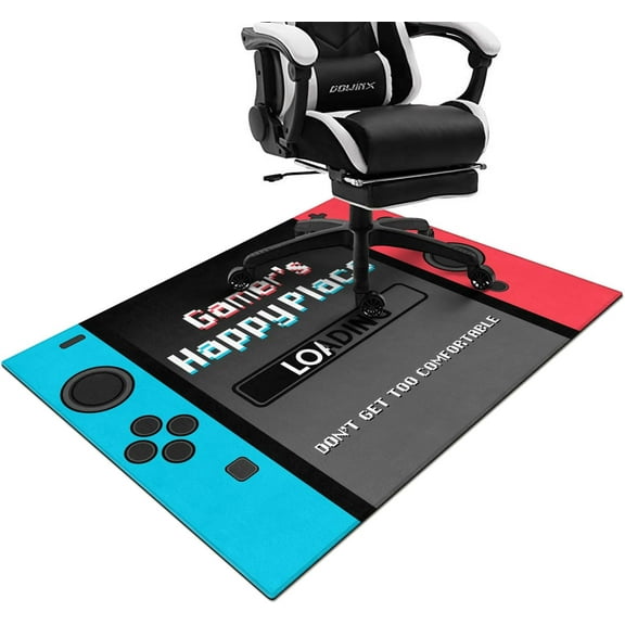 Gaming Chair Mat for Hardwood Floor,48"x36" Gaming Rug for Gaming Room, Under Desk Non Slip Gamer Rug for Tile Floor,Low-Pile Game Room Rug,Rubber Backing Large Gaming Chair Floor Mat,Game Loading