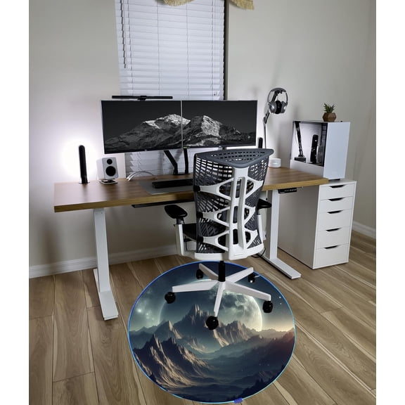 Gaming Chair Mat LED RGB Gaming Lights (Planet 47”) - Noise Cancelling, Anti-Slip Gamer Floor Mat – Scratch Resistant Computer Gaming Mat for Chair – Office Chair Mat for Hardwood Floor