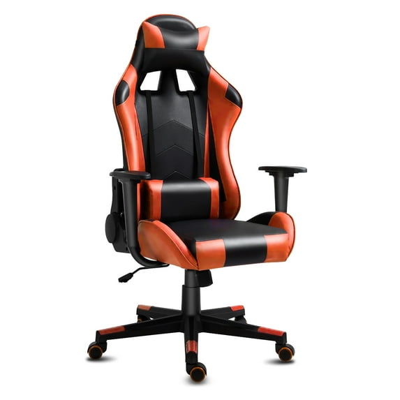 Gaming Chair Office Desk Chair Ergonomic Reclining Computer Chair Height Adjustable Swivel Recliner with Headrest Lumbar Support, Black Orange