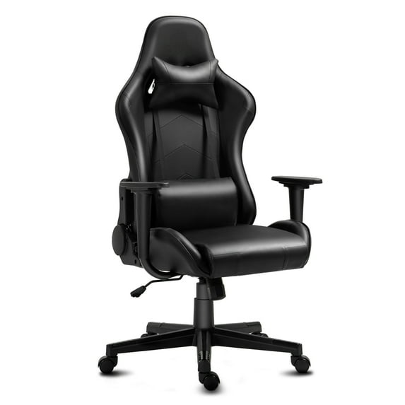 Gaming Chair Office Desk Chair Ergonomic Reclining Computer Chair Height Adjustable Swivel Recliner with Headrest Lumbar Support, Black