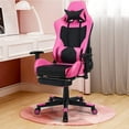 thumbnail image 1 of Gaming Chair - Pink Ergonomic Gaming Chair with Footrest for Women Racing Esports Computer Chair High-Back Massage Leather Recliner Rolling Swivel Chair (Pink), 1 of 7