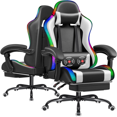 Gaming Chair with RGB LED Lights Video Game Chair with Footrest and