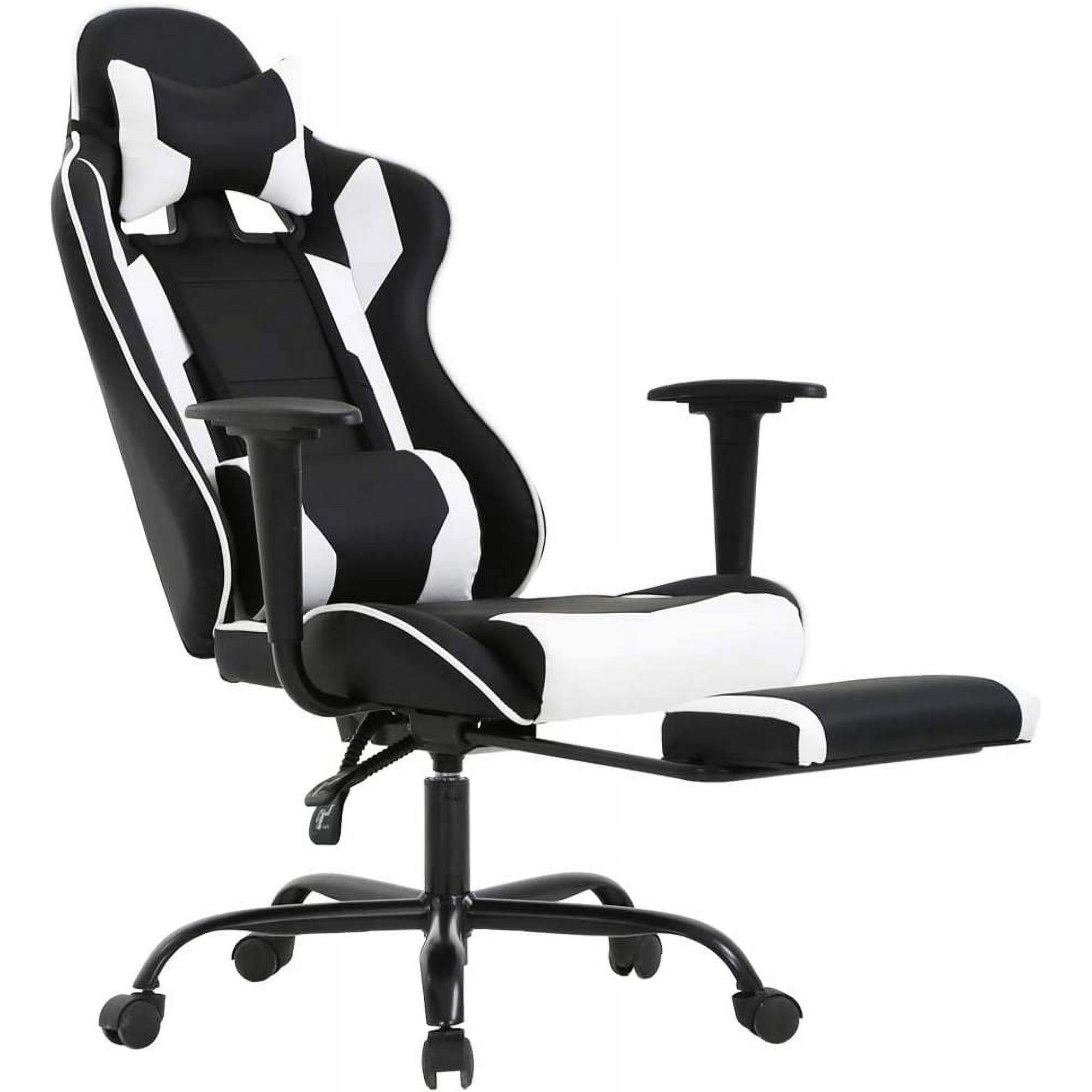 Free Shipping BestOffice Racing Style Gaming Chair with Adjustable Pillows and Footrest for Adult Gamers White Walmart