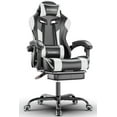 thumbnail image 1 of Gaming Chair, Seenda Computer Office Chair with Linkage Armrests and Footrest, Lumbar Support Swivel Video Game Chair for Office Gaming, 330LBS Capacity, White, 1 of 11