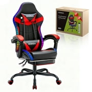 Gaming Chair, Seenda Video Game Chair with Footrest and Lumbar Support, Ergonomic Computer Chair Height Adjustable with Swivel Seat and Headrest, Red