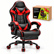 Gaming Chair, Seenda Video Game Chair with Footrest and Lumbar Support, Ergonomic Computer Chair Height Adjustable with Swivel Seat and Headrest, Red