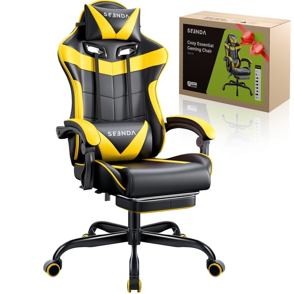 Gaming Chair, Seenda Ergonomic Video Game Chair with Footrest and Lumbar Support,Computer Chair Height Adjustable with Swivel Seat and Headrest