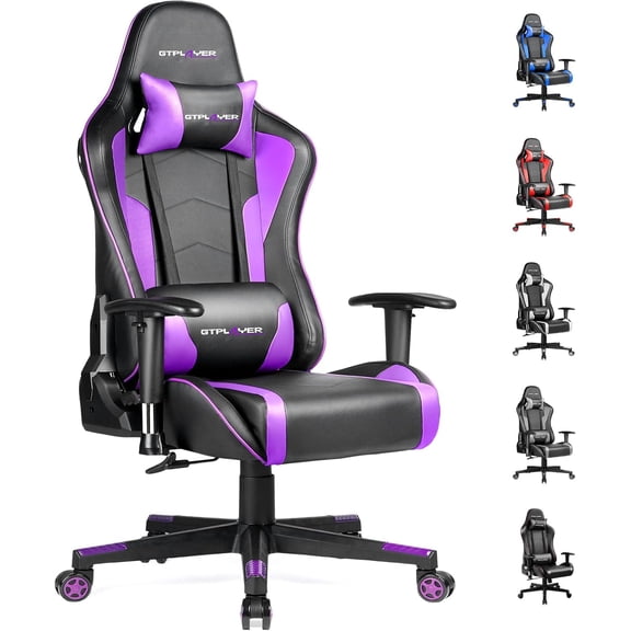 Gaming Chair with Speakers,Video Game Chair Bluetooth Music with Lumbar Support, Ergonomic Comfortable Office Computer Chair for Adults, Adjustable Reclining Chair, 360 Swivel, Light Purple