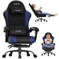 thumbnail image 1 of Gaming Chair Velvet Fabric Pocket Spring Cushion,Reclining Gamer Chair,Ergonomic Game Chair with Footrest,Headrest,Blue, 1 of 7