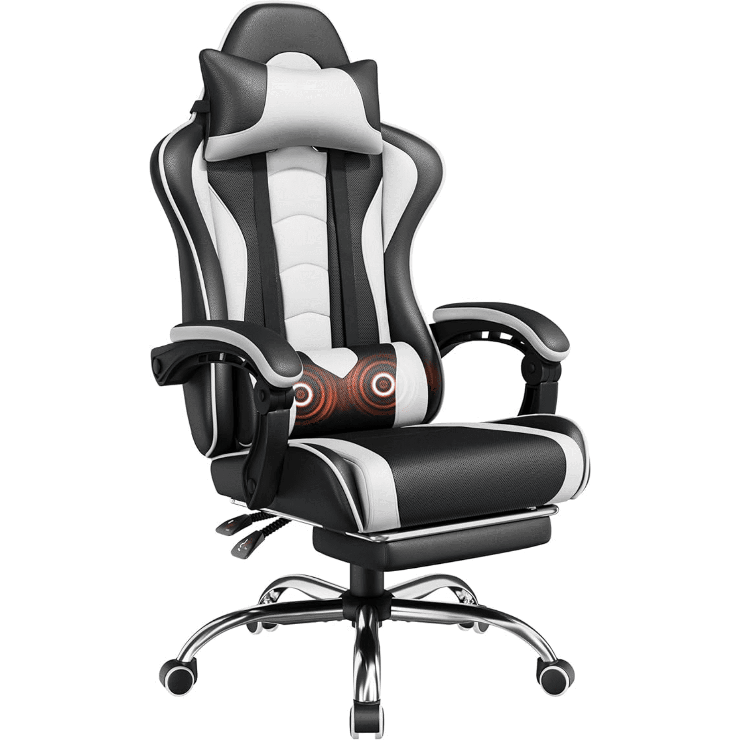 Gaming Chair, Video Game Chair with Massage Lumbar Support and Footrest