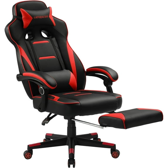 Gaming Chair, Video Game Chairs Gaming Computer Chair with Footrest 350Lb Heavy Duty Gaming Chair Ergonomic Office Chair Lumbar Support for Adults, High Back, Swivel Seat, Recliner(Red)