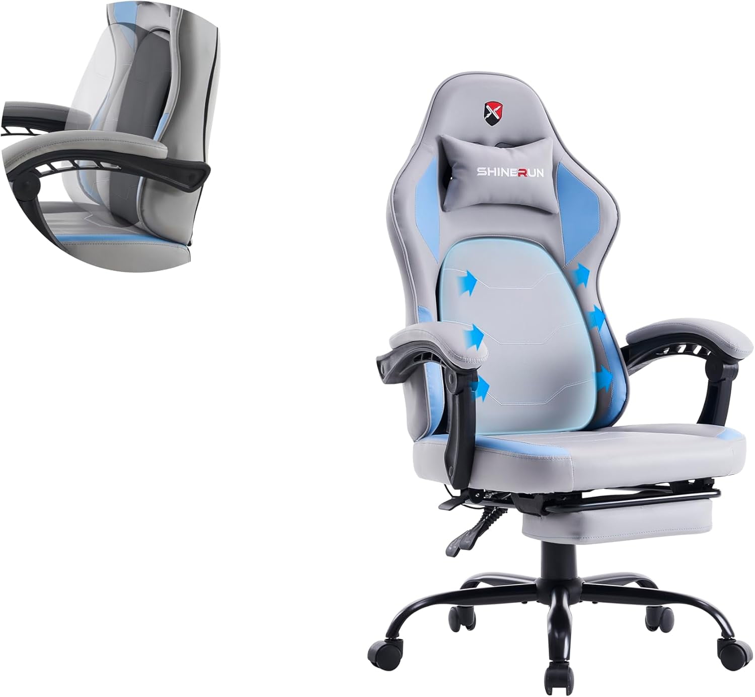 Gaming Chair, Video Game Chairs with Movable Backrest, Ergonomic ...