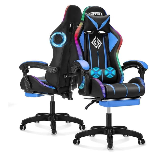 Gaming Chair with Bluetooth Speakers and RGB LED Lights Ergonomic