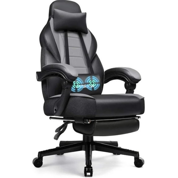 Gaming Chair with Footrest, Ergonomic Adult Gaming Chair with Lumbar Massage Function