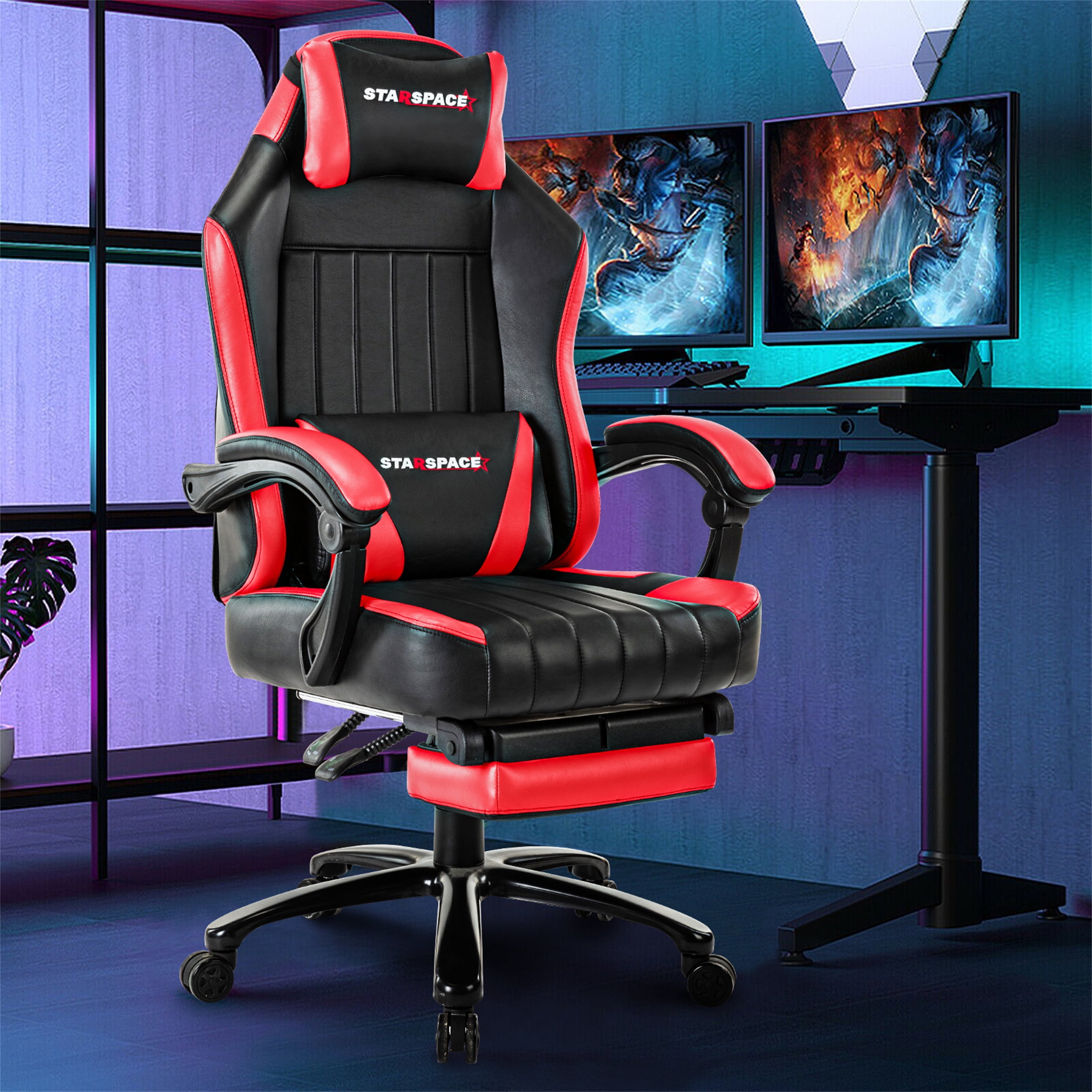 Gaming Chair with Footrest Reclining Massage Chairs with Bonded