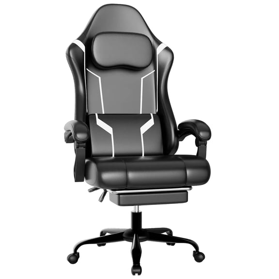 Gaming Chair with Pocket Spring Cushion, Adjustable Reclining & Footrest for Work and Gaming