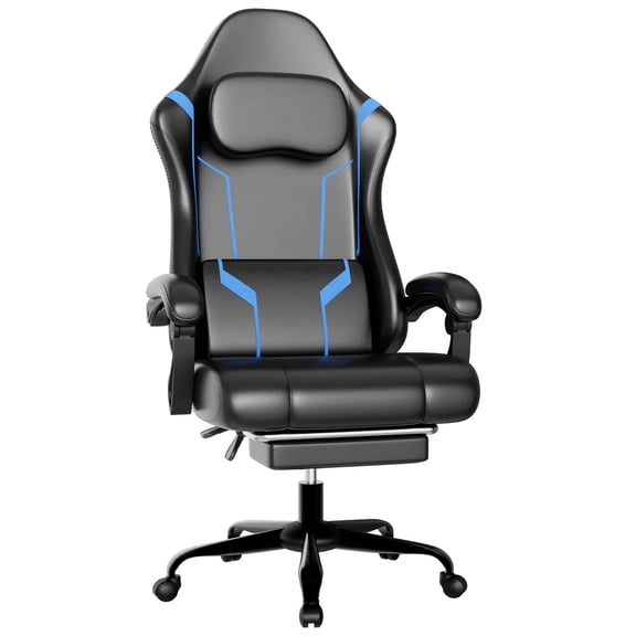 Gaming Chair with Pocket Spring Cushion, Adjustable Reclining & Footrest for Work and Gaming