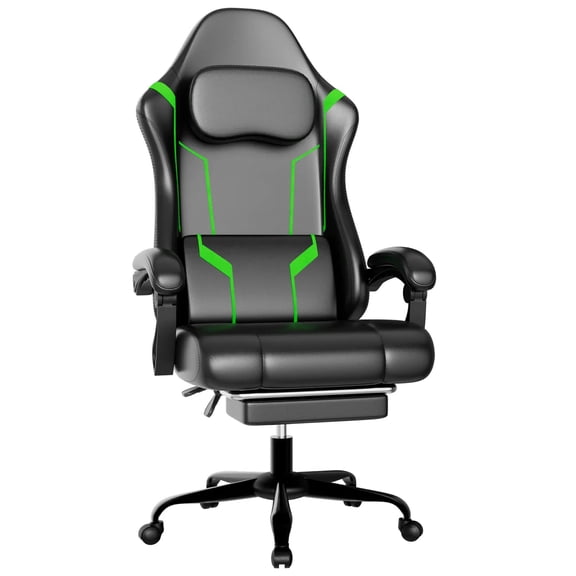 Gaming Chair with Pocket Spring Cushion, Adjustable Reclining & Footrest for Work and Gaming