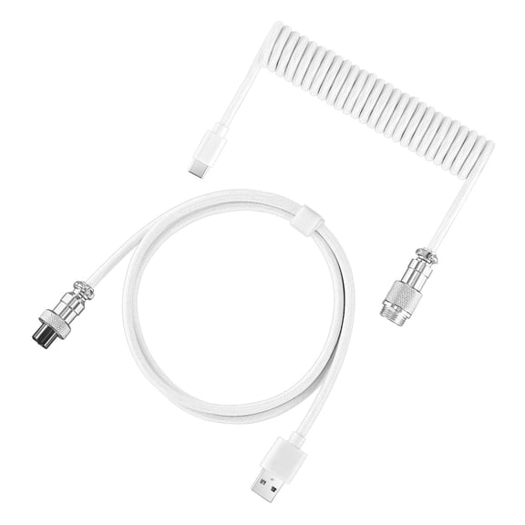 Gaming Coiled Keyboard Cable Retractable USB to USB C Cable With Detachable Metal Aviation Connector