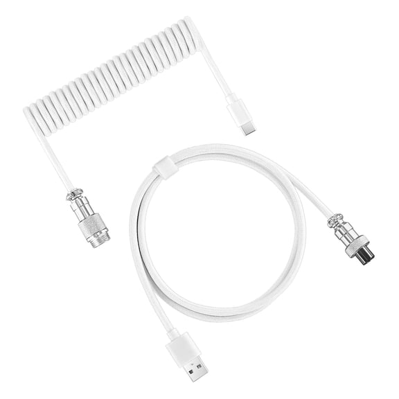 Gaming Coiled Keyboard Cable Retractable USB to USB C Cable With Detachable Metal Aviation Connector