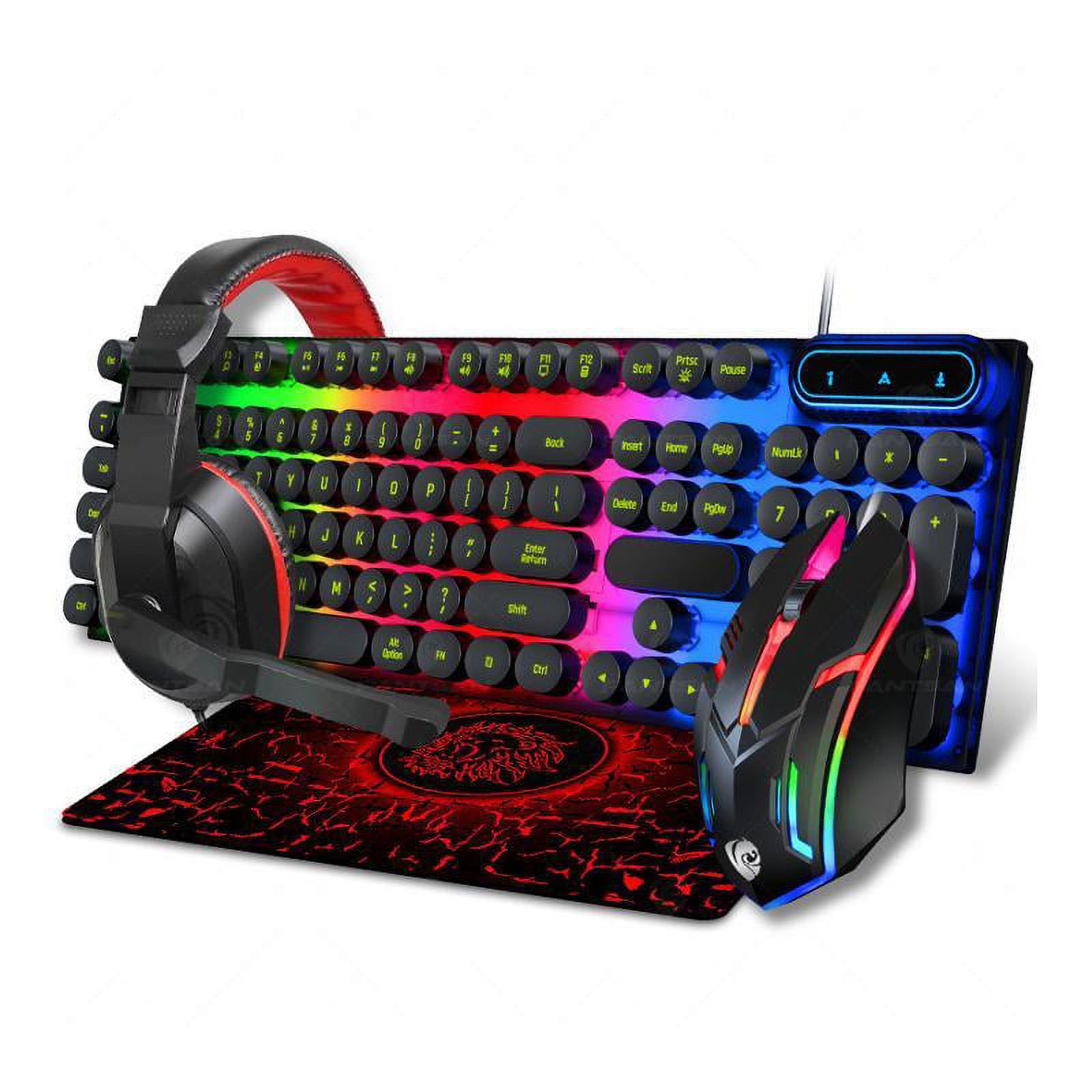 Gaming Combo Kit 4in1 Keyboard Headset with Microphone Mouse Large
