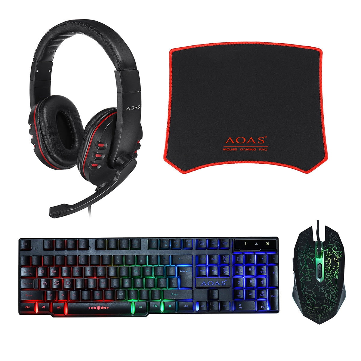 Gaming Combo Kit RGB Backlit Keyboard, Adjustable 3200DPI Mouse