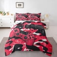 thumbnail image 1 of Gaming Comforter Set - Gamer Comforter Bedding Sets , Black and Red Camouflage Design Camo Gamer Room Decor, 1 of 6