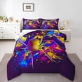 thumbnail image 1 of Gaming Comforter Set - Gamer Comforter Twin Bedding Sets , Gothic Halloween Spider Blue Yellow Purple Gamer Room Decor, 1 of 7