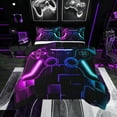 thumbnail image 1 of Gaming Comforter Teen Game Bedding Set Gamer Comforter For All Season Gamepad Home Decor For Duvet Insert,1 Comforter 1 Pillowcase Purple Blue Black Hexagon, 1 of 7