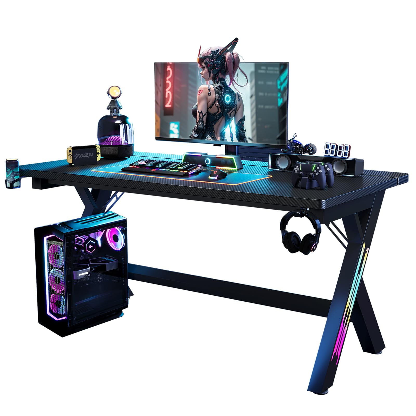ふみさん専用　LUZeSOMBRD Setup Homall Z-Shaped Black RGB Gaming Desk, 63 Inches, Carbon