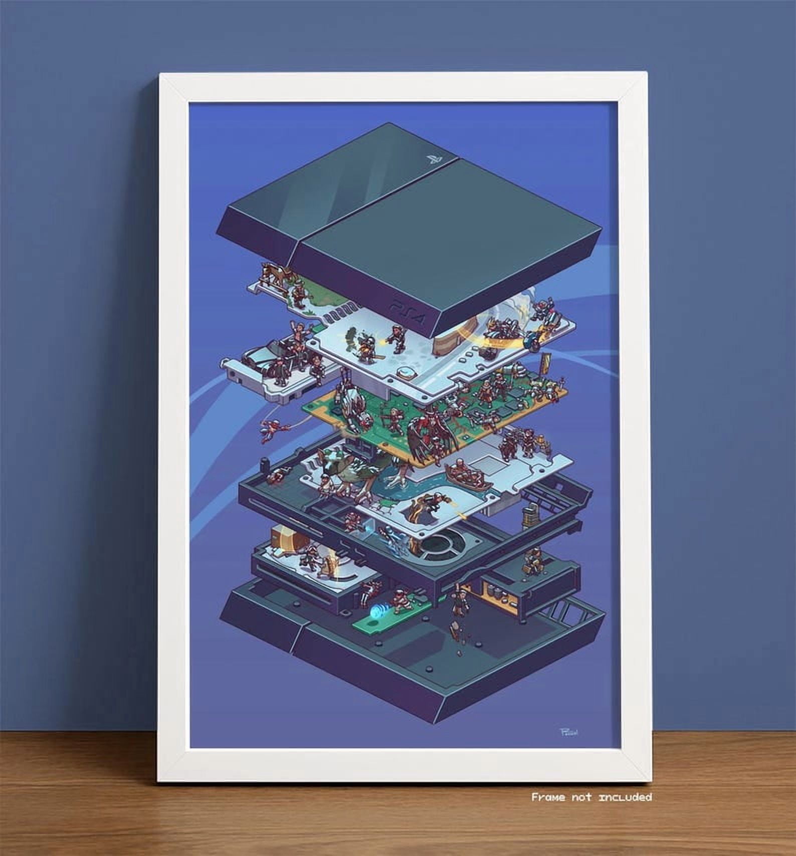 Gaming Console Exploded View Poster Tech Style Wall Art for Game Room ...