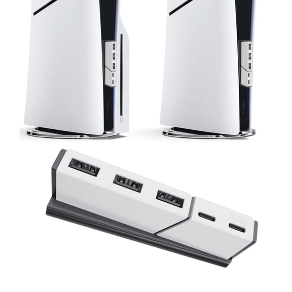Gaming Console USB Hub for PS5 Slim, Plug and Play Expansion Dock with 5 Ports for Controllers, VR Headsets and Accessories
