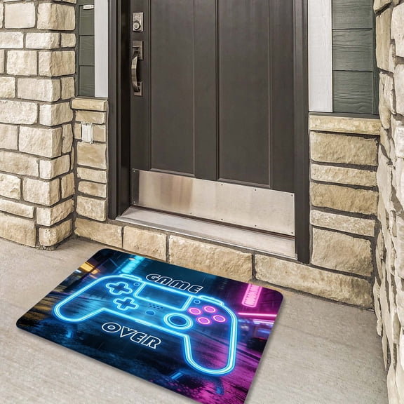 Gaming Controller Area Rug – Floor Mat With Game Controller Design Soft Stain Carpet For Bedroom Game Room And Home For & Streamers， 40x60 cm， Blue-A
