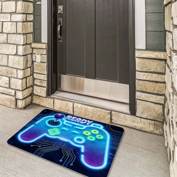 Gaming Controller Area Rug for Living Rooms andBedrooms Polyester Floor Mat with Gamepad Design Soft Stain Non- Decorative Carpet for Home Game Room and Streaming Setup, 40 cmx60 cm, Color A