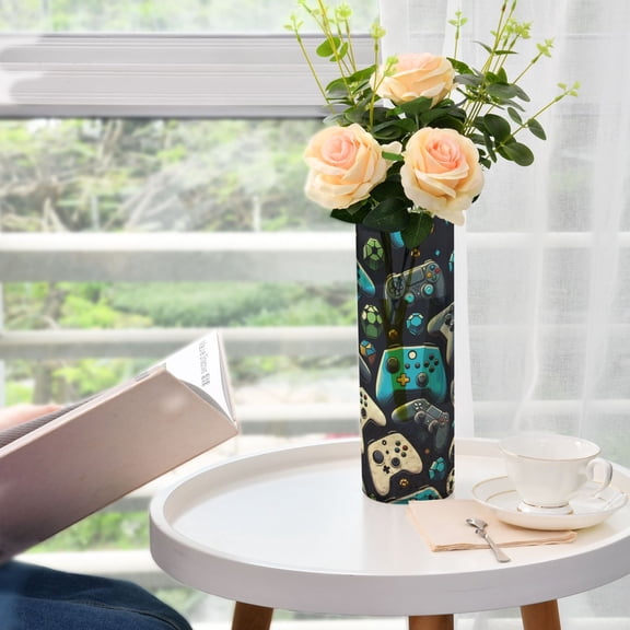 Gaming Controller Flower Vase 11.8x3.9 inch Vases Clear Non Breakable Plastic for Modern Home Wedding Decor