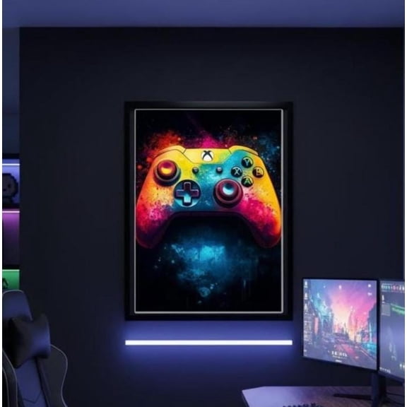 Gaming Controller Modern Gamer Gaming Room Office Wall Art, Unframed Paper Poster 8x10in