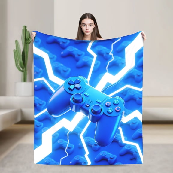 Gaming Controller Pattern Comfort Soft & Comfortable Throw Blanket for Couch Fall Blankets & Throws, Plush Fuzzy Cover for Bed, Sofa & Living Room - Cozy Home Decor