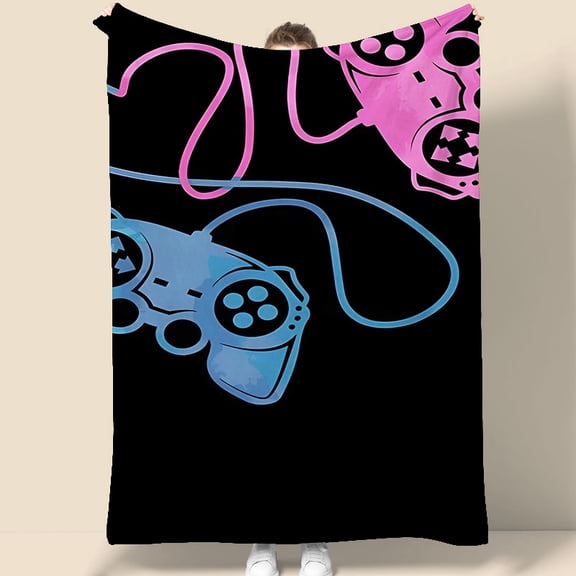 Gaming Controller Tapestry 70.07 x 90.55 Inches Pink Blue Retro Design Wall Hanging for Bedroom Dorm Room