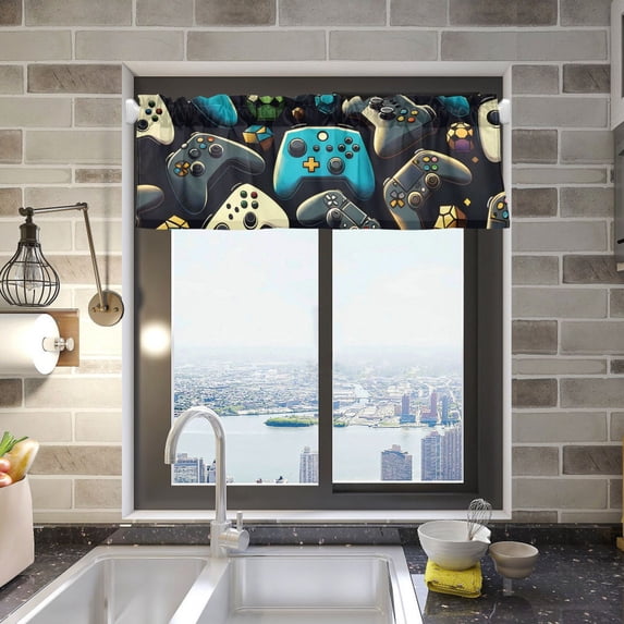 Gaming Controller Valance Curtains 54"x18" Rod Pocket for Kitchen Living Room Windows Farmhouse Decor