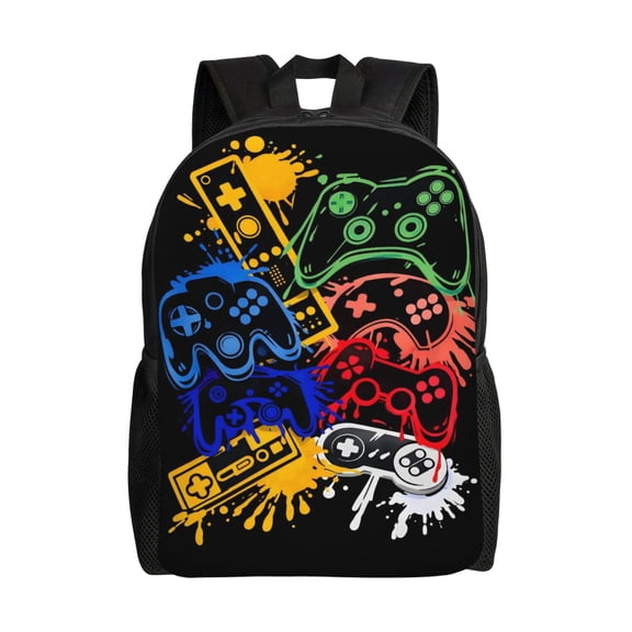 Gaming Controllers Backpack Full Front Print Travel Laptop Bag for Men and Women