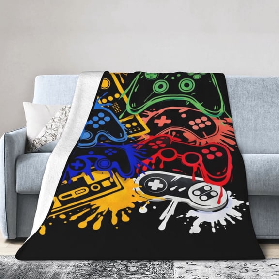 Gaming Controllers Blanket Gift Cozy Soft Home Decor for Gamers Fun and Playful Design 50x40