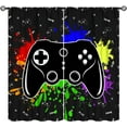 thumbnail image 1 of Gaming Curtains for Boys Teens, Black Video Games Video Game Window Drapes Game Controller Home Decor Window Treatments for Kids Bedroom Living Room, （W26xL84 Inch） x2 Panels, 1 of 6