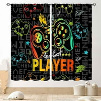 Gaming Curtains for Kids Boys Teens Bedroom, Colorful Game Controller Gamer Window Drapes for Living Room Nursery Playroom Decor Graffiti Gamepad Video Game Room Curtains Treatmens, 84"x63" Inch