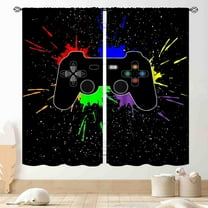 Gaming Curtains for Kids Boys Teens Bedroom, Colorful Game Controller Gamer Window Drapes for Living Room Nursery Playroom Decor Graffiti Gamepad Video Game Room Curtains Treatmens, 84"x63" Inch