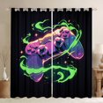 thumbnail image 1 of Gaming Curtains Purple Gamepad 30%-50% Blackout Curtains Fashion Cool Green Stripes Window Curtains & Drapes 42"X90" Teens Men Controller Video Game Themed Darkening Curtains, 1 of 6
