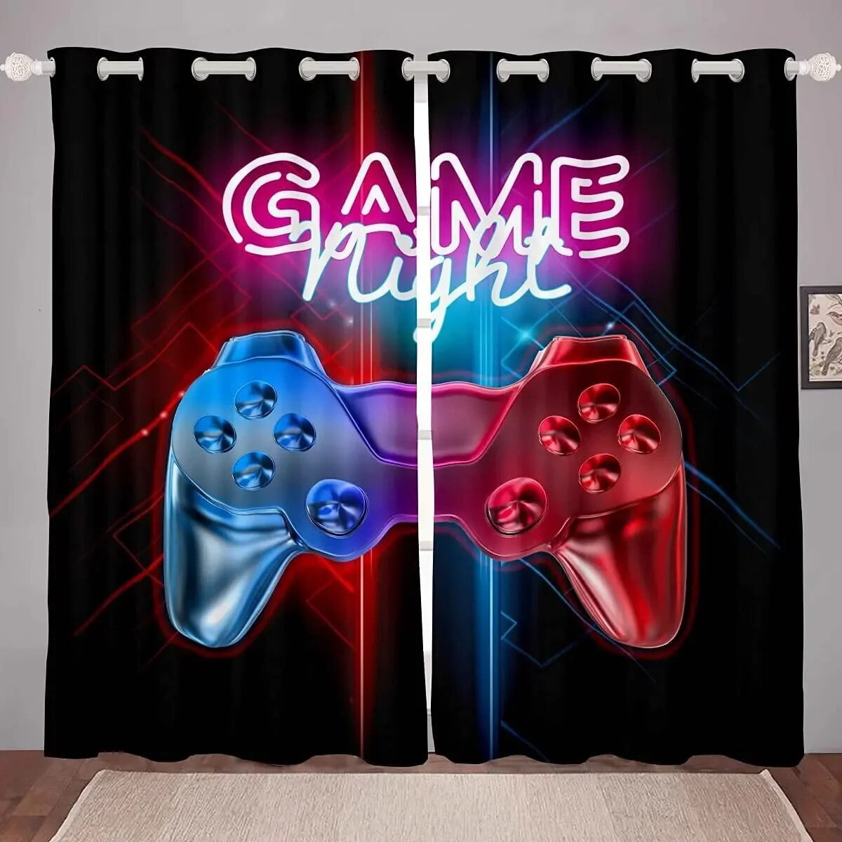 Gaming Curtains Red Curtains for Bedroom Living Room Kids Boys Video