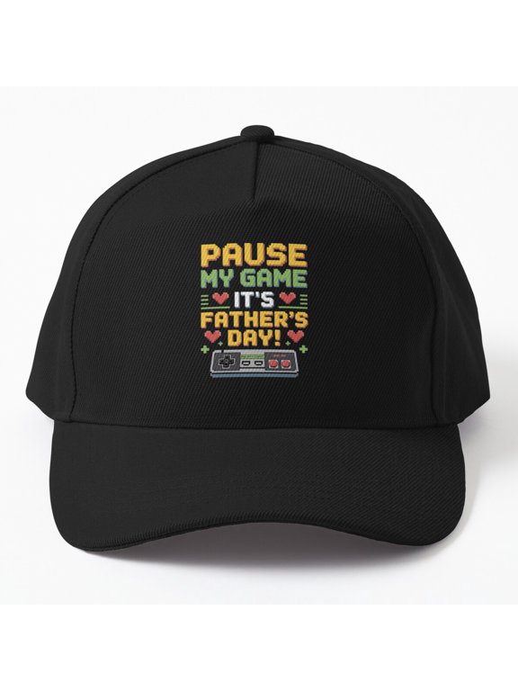 Gaming Dad Baseball Cap, Press Start Father's Day Celebration Graphic Design, Classic Everyday Hat