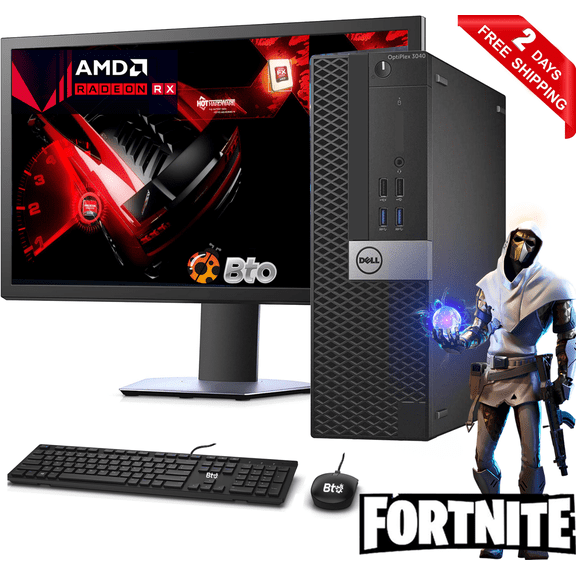 Restored Gaming Dell OptiPlex 3040 Small Form Computer Desktop PC Core i5 Processor, 16GB ddr4 Ram, 1TB HDD, 256 GB NVMe SSD, AMD Radeon RX 550 Phoenix 4GB GDDR5, New 19" LCD, WiFi, Windows 10 (Refurbished)