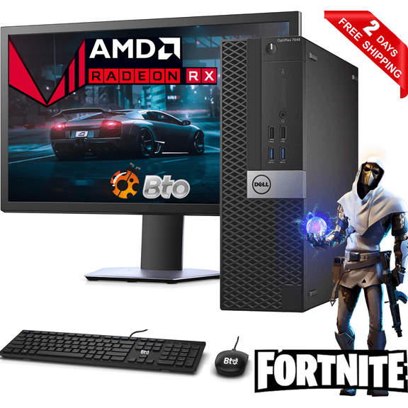 Restored Gaming Dell OptiPlex 7040 Small Form Computer Desktop PC Core i5 Processor, 8GB ddr4 Ram, 2TB HDD, 512 GB NVMe SSD, AMD Radeon RX 550 Phoenix 4GB GDDR5, 22" LCD, WiFi, Windows 10 (Refurbished)